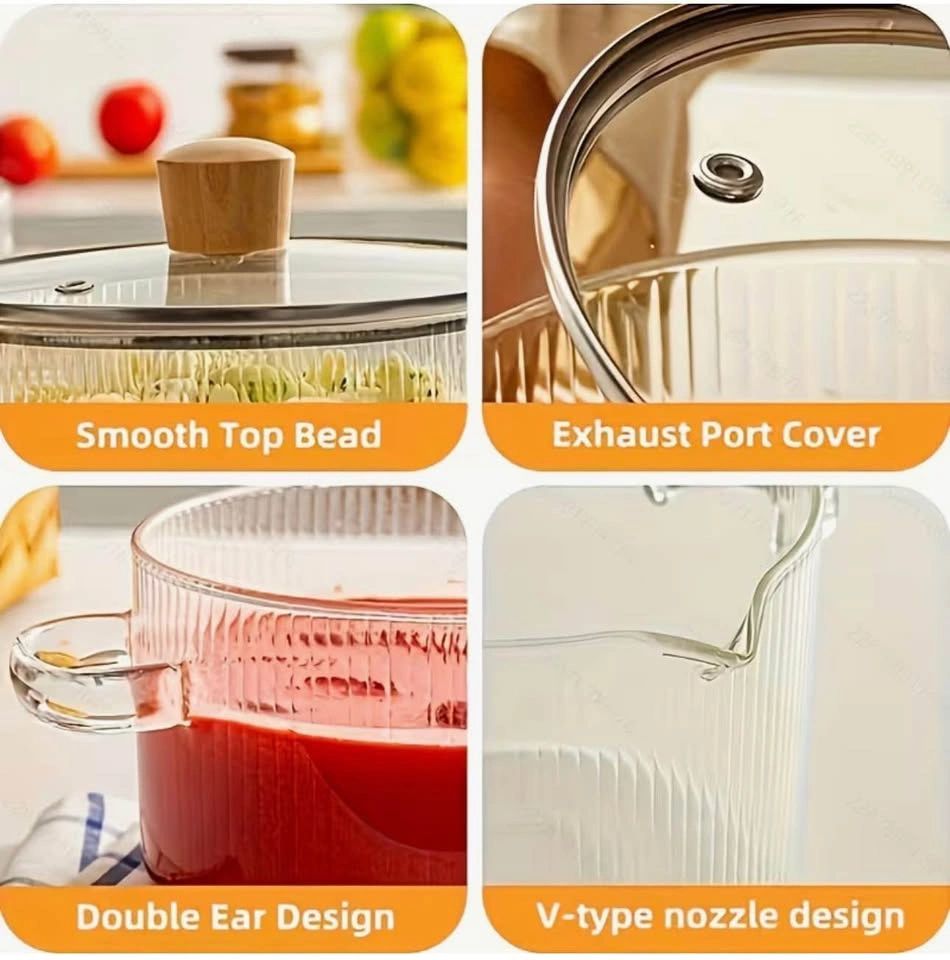 2.3L Glass Cooking Pot with Lid — Borosilicate Glass - photo 3