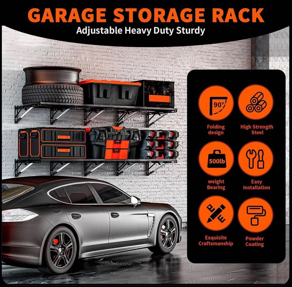 NEW Heavy-Duty Folding Garage Storage Rack CK-Q401 — 500 lb Capa - photo 3