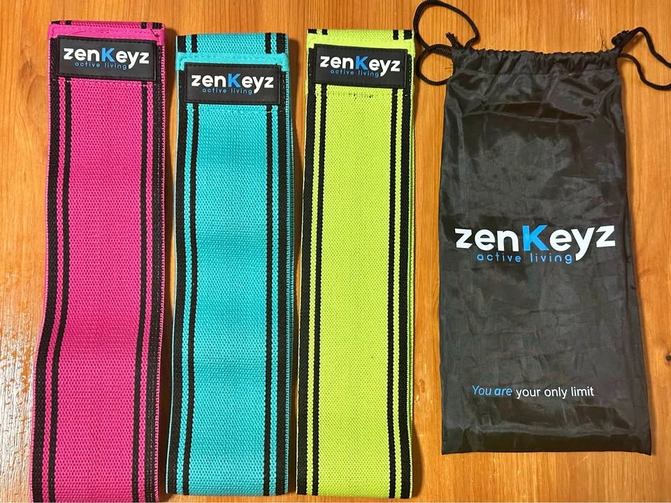 ZENKEYZ Fabric Resistance Bands Set of 3 — Light/Medium/Heavy