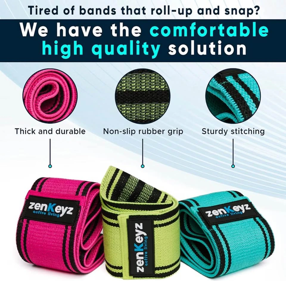 ZENKEYZ Fabric Resistance Bands Set of 3 — Light/Medium/Heavy - photo 3