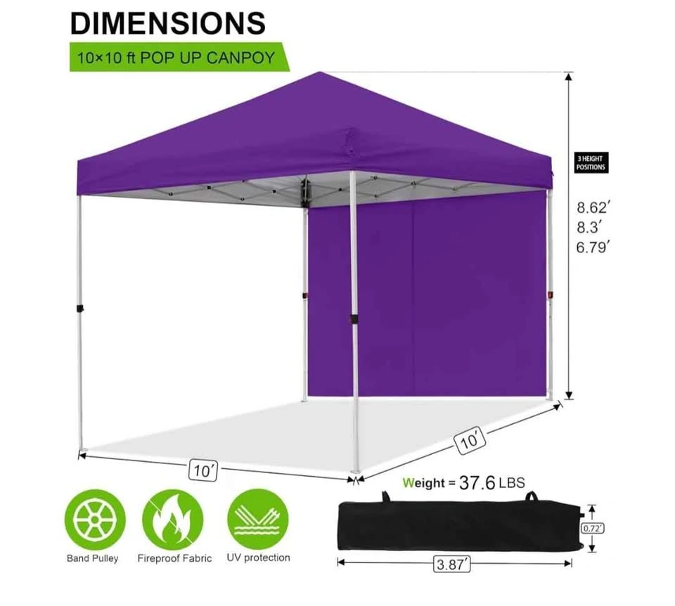 Brand new 10x10 FT Pop Up Canopy w/ Sidewall & Wheeled Bag - photo 3