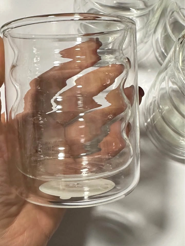 Double-wall Glass Tumbler Set — 4 pcs — Clear Ribbed Design - photo 2