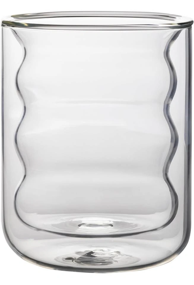 Double-wall Glass Tumbler Set — 4 pcs — Clear Ribbed Design - photo 5