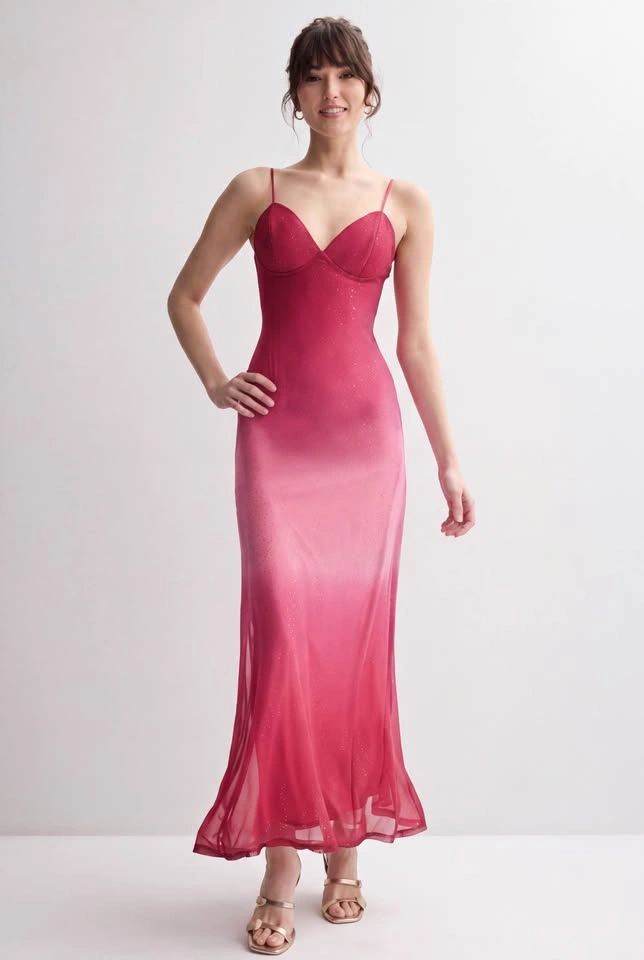Violet Weekend Sparkly Maxi Dress — Size 9–10 — Pink — NWT