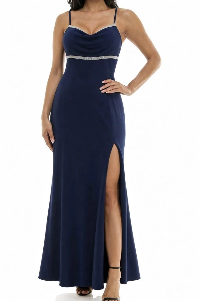 JUMP Apparel Navy Maxi Dress — Size 7/8 — Rhinestone Detail