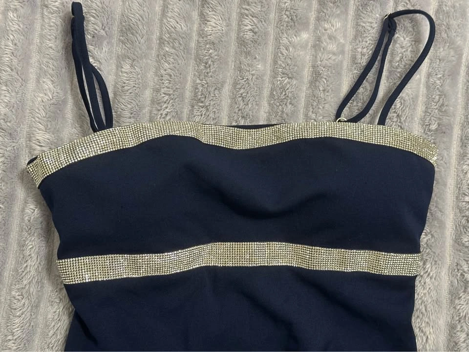 JUMP Apparel Navy Maxi Dress — Size 7/8 — Rhinestone Detail - photo 4