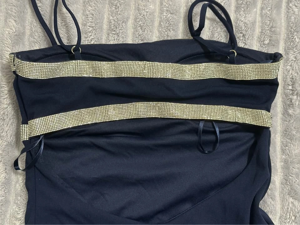JUMP Apparel Navy Maxi Dress — Size 7/8 — Rhinestone Detail - photo 5