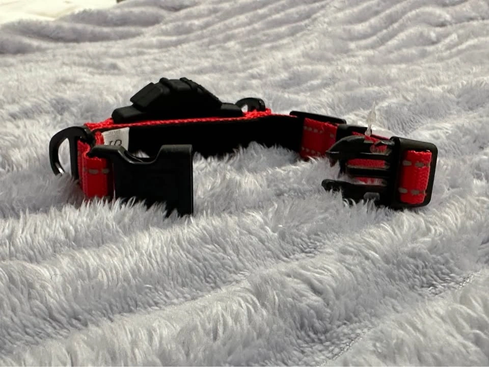Red Reflective Dog Collar — Size XS — Adjustable — Soft Padded L - photo 5