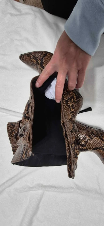 Snakeskin Print Slouchy Stiletto Ankle Boots Size 7 - photo 5