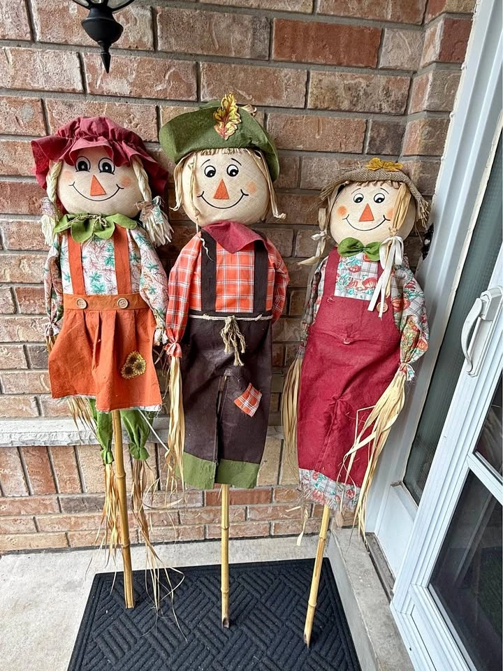 Set of Fall Scarecrow Garden Stakes 58” tall