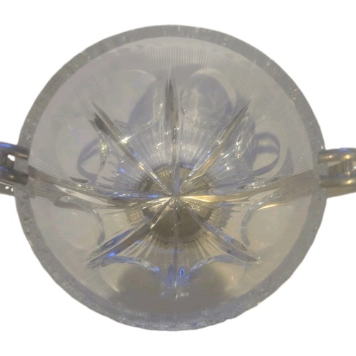 Vintage Hefra Poland Crystal Sugar Bowl Silverplate Holder - photo 2