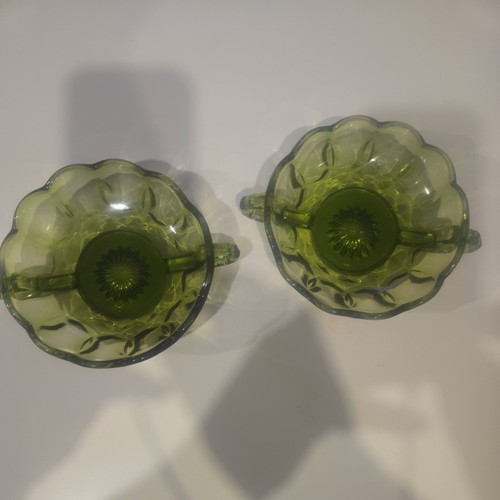 Pair Vintage Anchor Hocking Fairfield Avocado Green Bowls