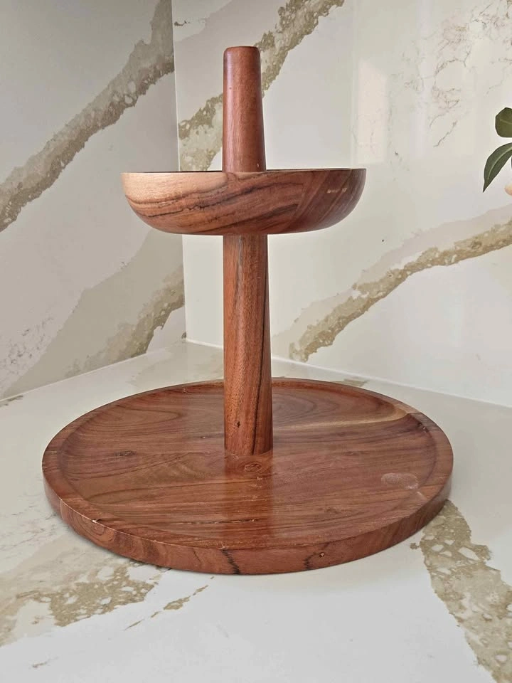 Two tiered wooden tray