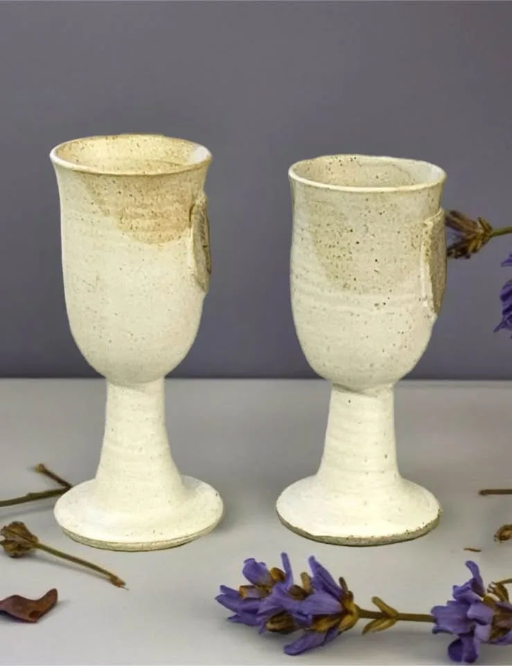 Pair of vintage ceramic goblets image indicator(2)