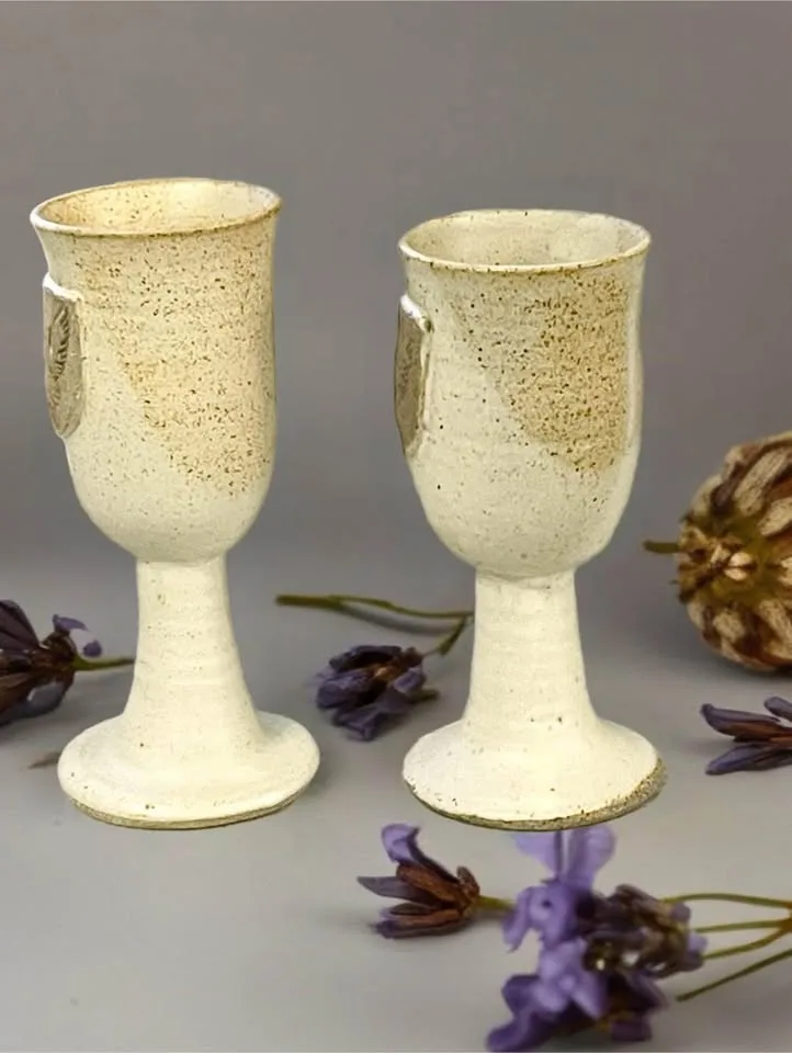 Pair of vintage ceramic goblets image indicator(4)