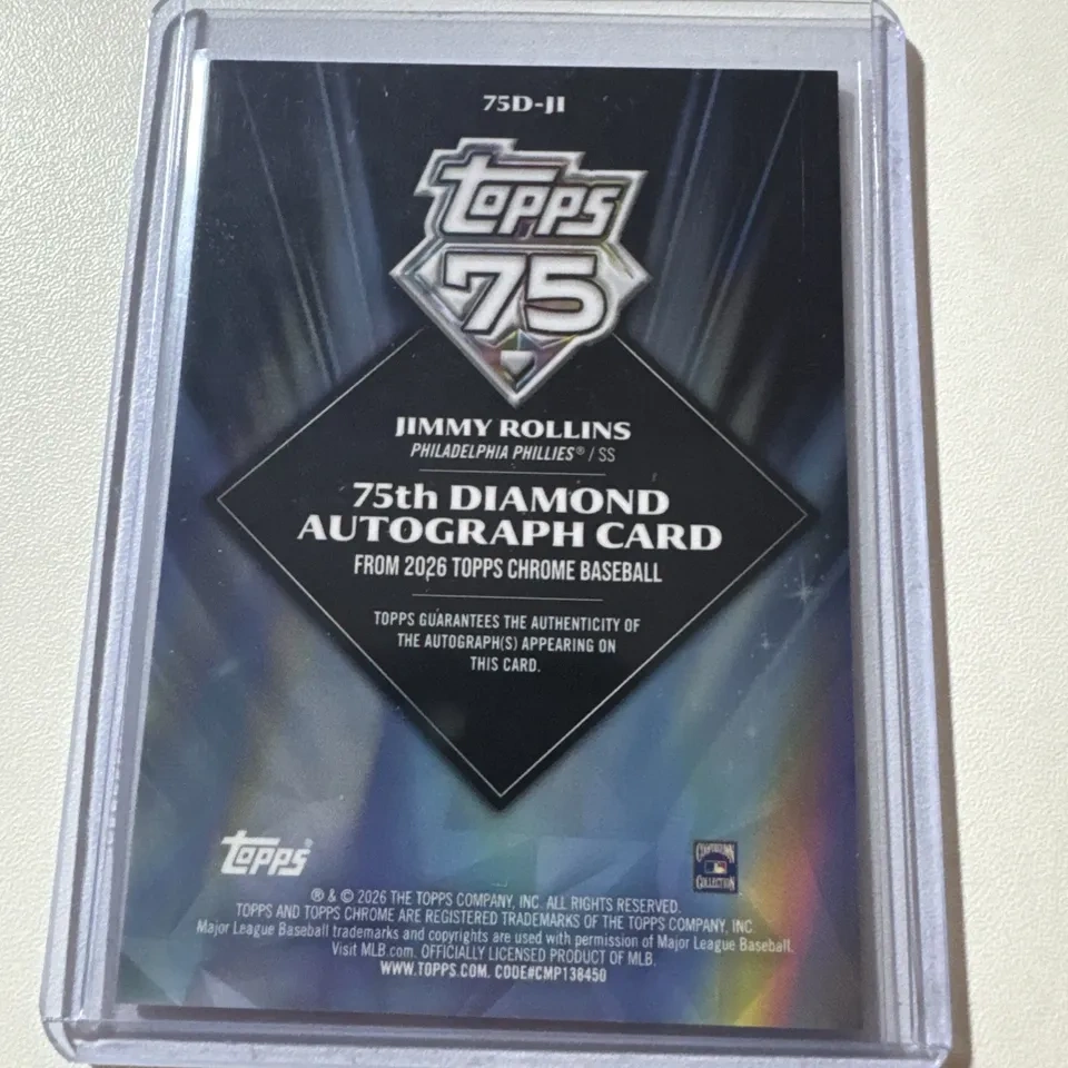2024 Topps Chrome Jimmy Rollins 75th Diamond Autograph Card - photo 2