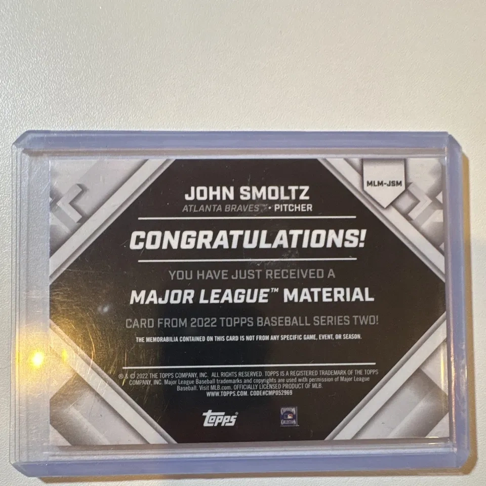 2022 Topps John Smoltz Atlanta Braves Game-Used Jersey Card - photo 2