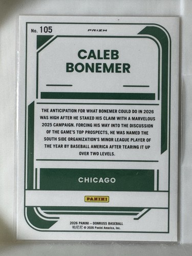2026 Donruss Optic Caleb Bonemer #105 Orange Velocity Card - photo 2