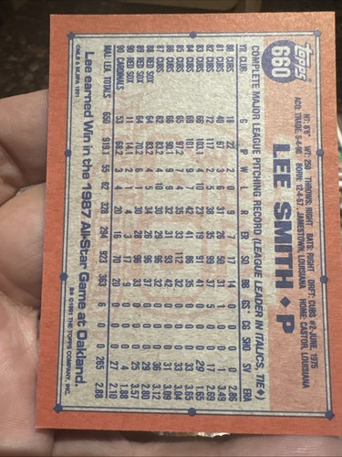 1991 Topps - Lee Smith #660 B* Barely Visible 40th Anniversary L - photo 2