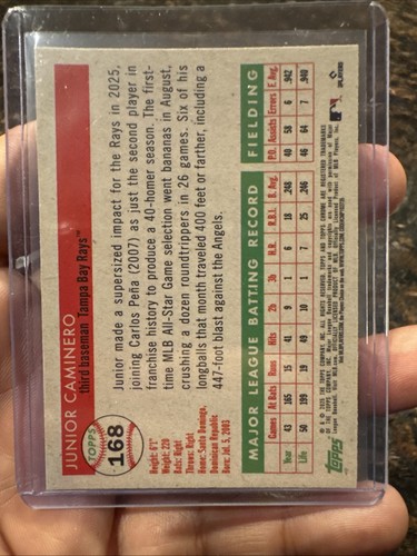 Topps 2025 Chrome Junior Caminero Vibrations Refractor /250 - photo 2