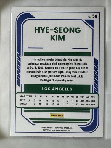 2026 Panini Donruss - Hyeseong Kim #58 Laser - photo 2