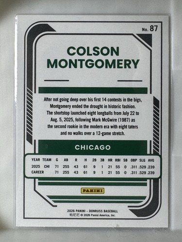 2026 Panini Donruss - Optic Colson Montgomery #87 Blue Velocity - photo 2