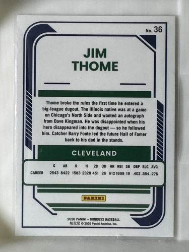 2026 Panini Donruss Optic #36 Jim Thome - Indians / Guardians - photo 2