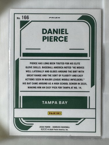2026 Panini Donruss Optic Rated Prospects Daniel Pierce #166 - photo 2