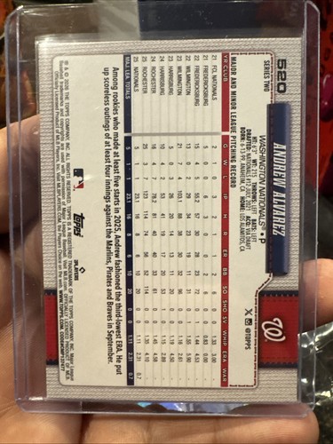 Topps 2026 S2 Andrew Alvarez Rookie Card RC ASG #520 Nationals - photo 2