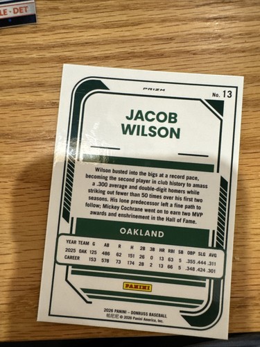 2026 Panini Donruss - Optic Jacob Wilson #13 Black Pandora Prizm - photo 2