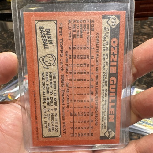 1986 Topps Ozzie Guillen #254 Rookie Chicago White Sox Card - photo 2