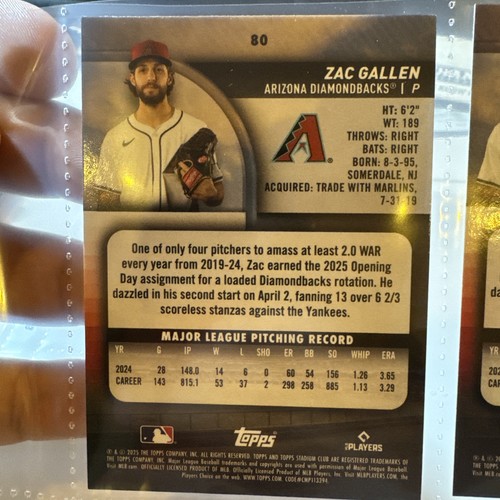 2025 Topps Stadium Club - Zac Gallen #80 Sepia - photo 2