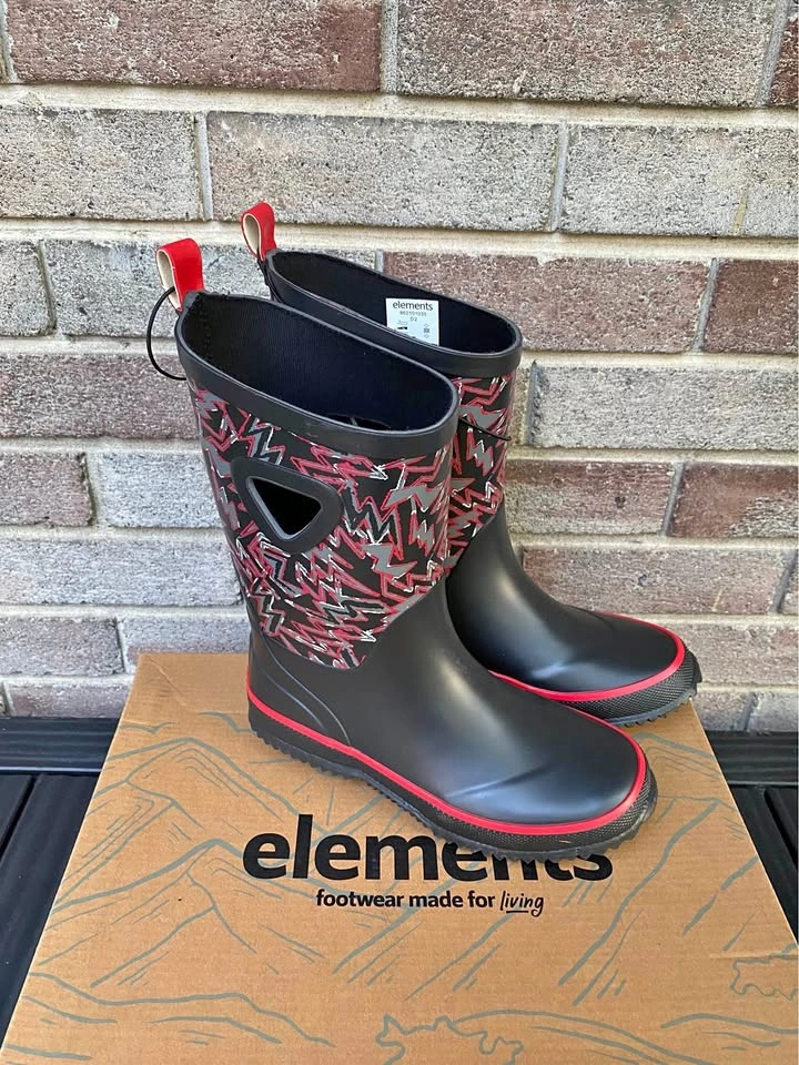 Elements Rain Boots kids size 2 youth boy