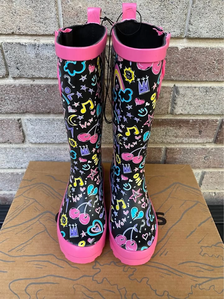 Elements Girls' Doodle Print Rain Boots Size 11 - photo 3