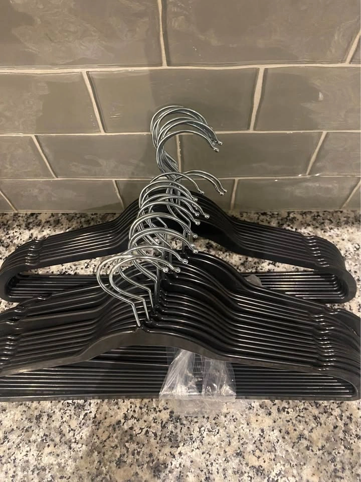 50 Black Plastic Adult Size Hangers