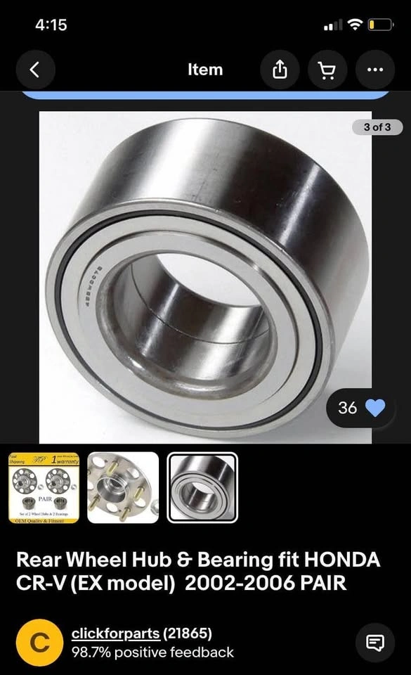 2002-2006 Honda CR-V rear wheel hub and bearing set of 2 NEW - photo 3