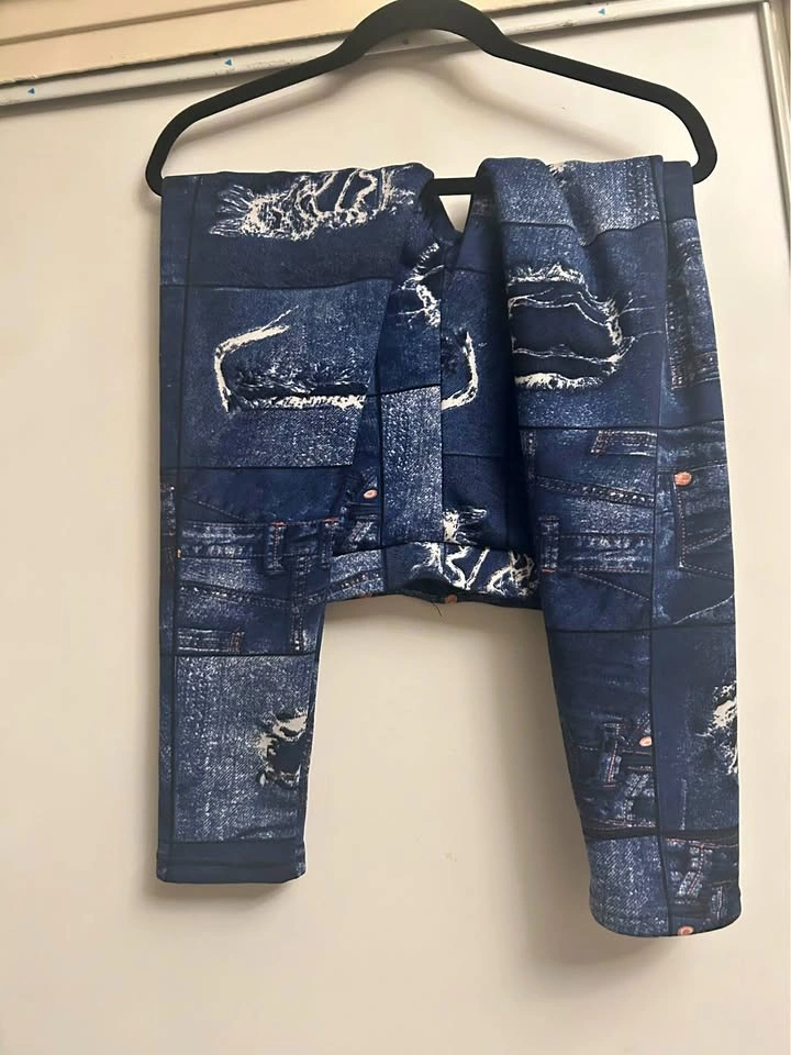 JULIA Fleece Lined Denim Print Leggings S/M