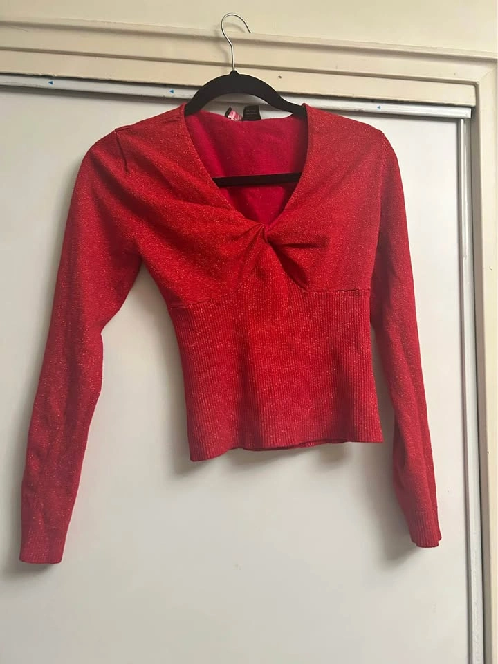 Warrior Girl Red Sparkly Crop Top M