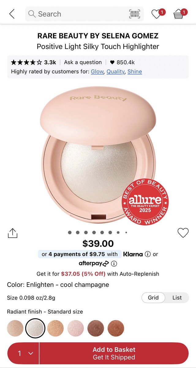BNIB RARE BEAUTY BY SELENA GOMEZ Light Silky Touch Highlighter - photo 2