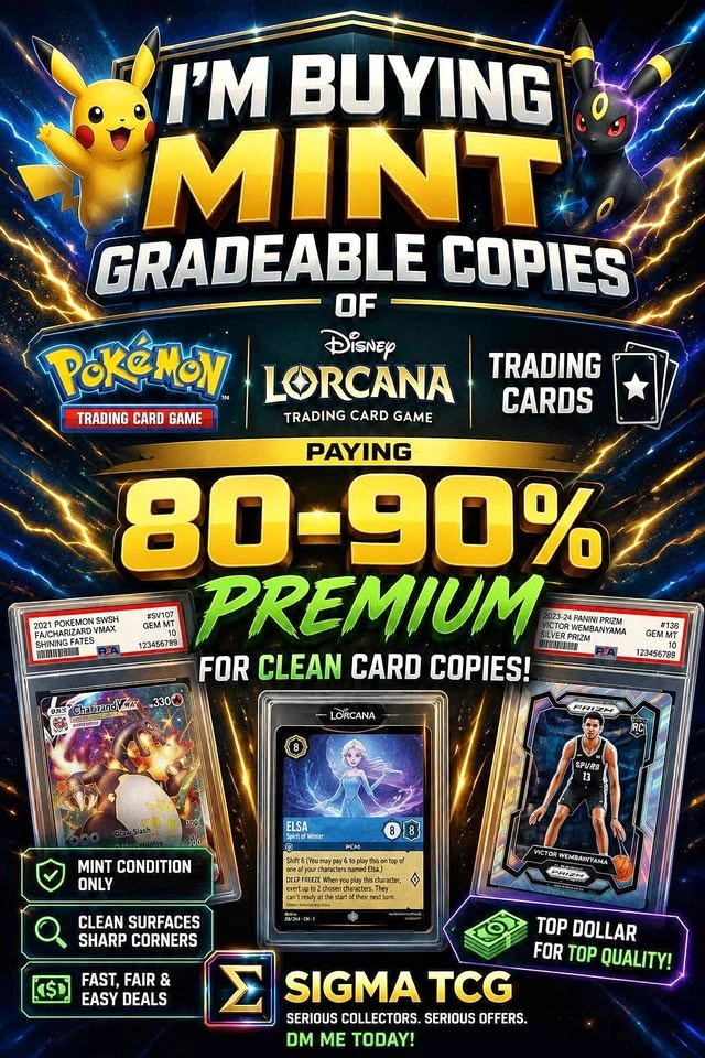 Buying Mint Gradeable Trading Cards - Pokemon, Lorcana, Sports