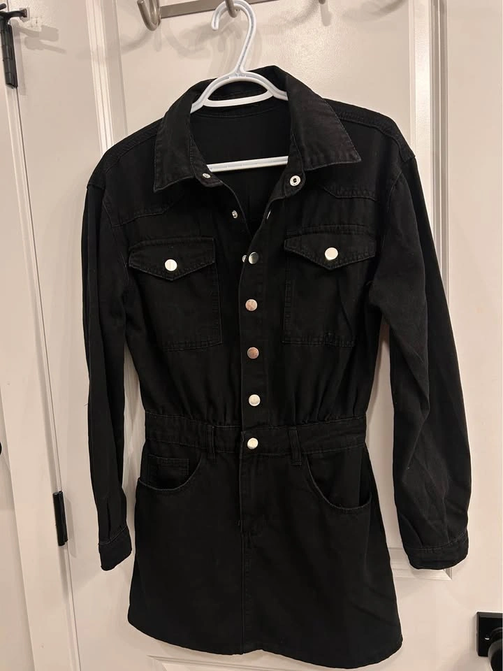 Black button up denim dress xsmall - photo 2