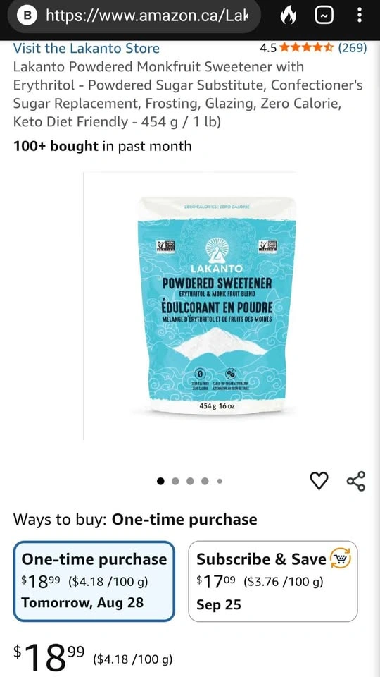 Lakanto Powdered Monkfruit Sweetener with Erythritol 454g - photo 3