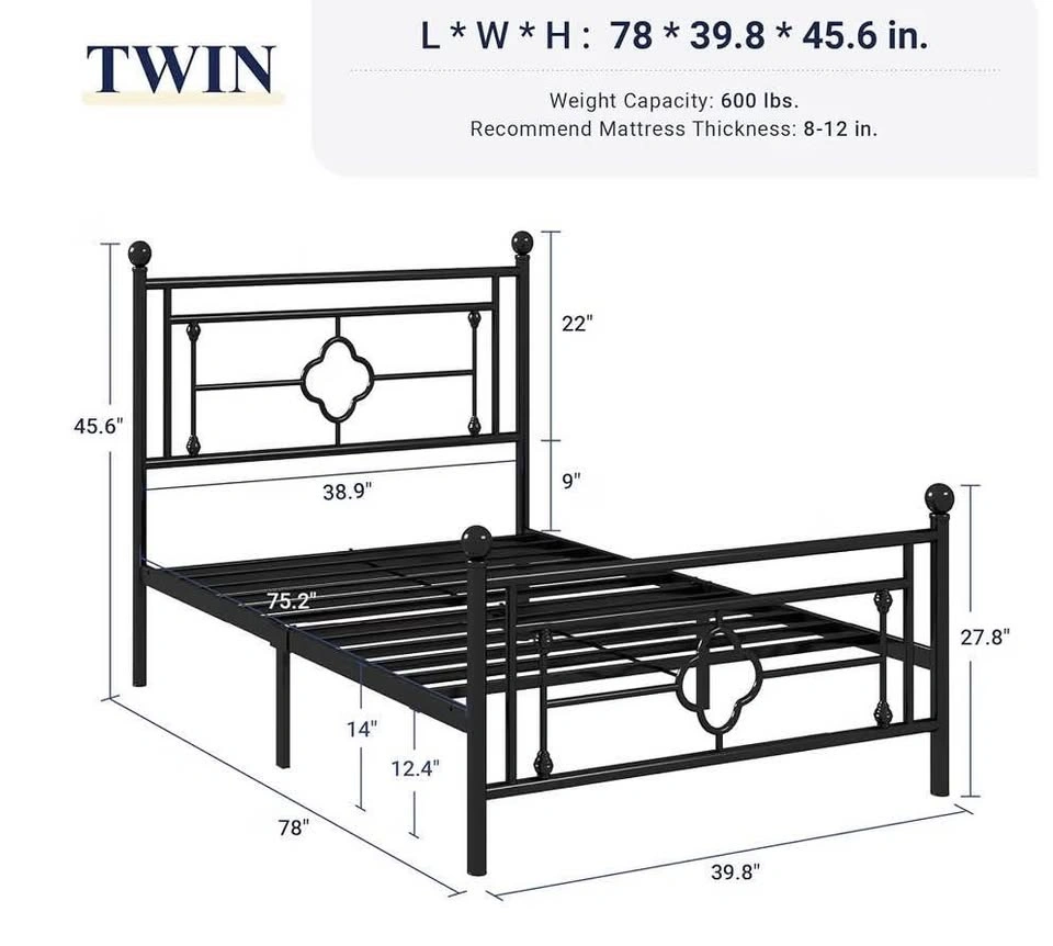 Brand New in Box twin Metal Platform Bed Frame, White - photo 4