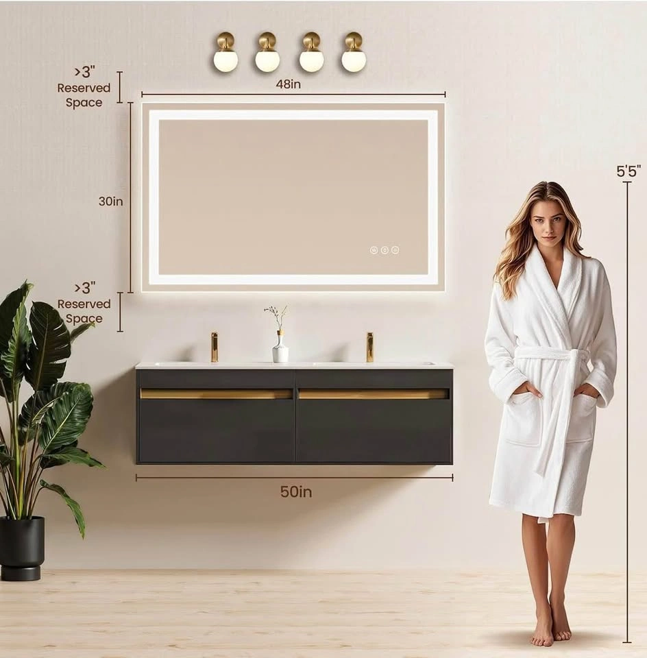 Brand New in Box 48"x 30" LED Bathroom Mirror with Light - photo 2