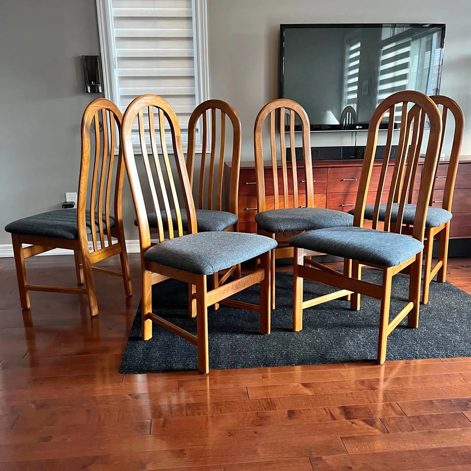 Set of 6 Teak Mcm High Back Dining Chairs by Nordic Furniture
