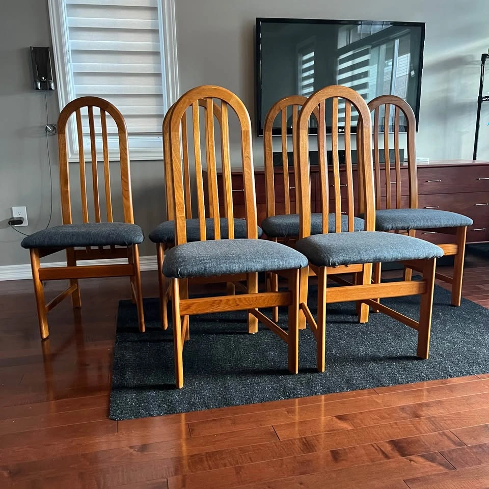 Set of 6 Teak Mcm High Back Dining Chairs by Nordic Furniture - photo 2