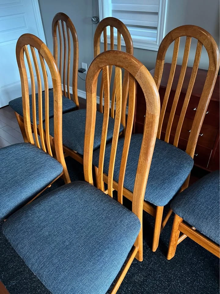 Set of 6 Teak Mcm High Back Dining Chairs by Nordic Furniture - photo 3