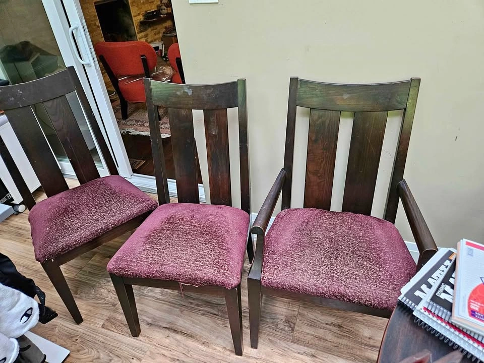 8 dining chairs and 2 armchairs