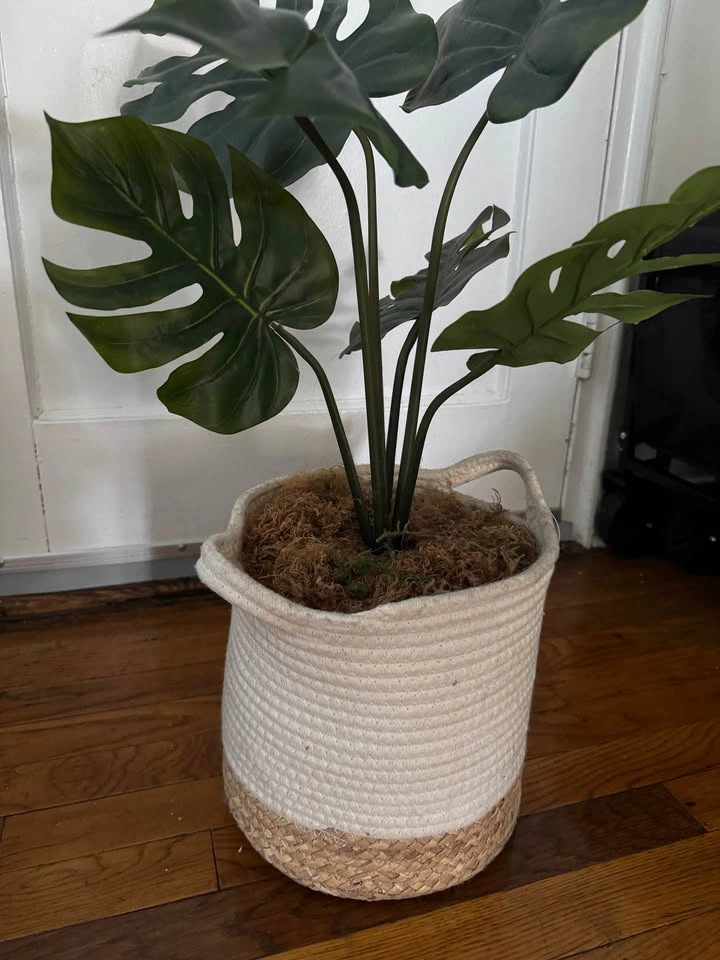Artificial Monstera Plant with Woven Basket - photo 4
