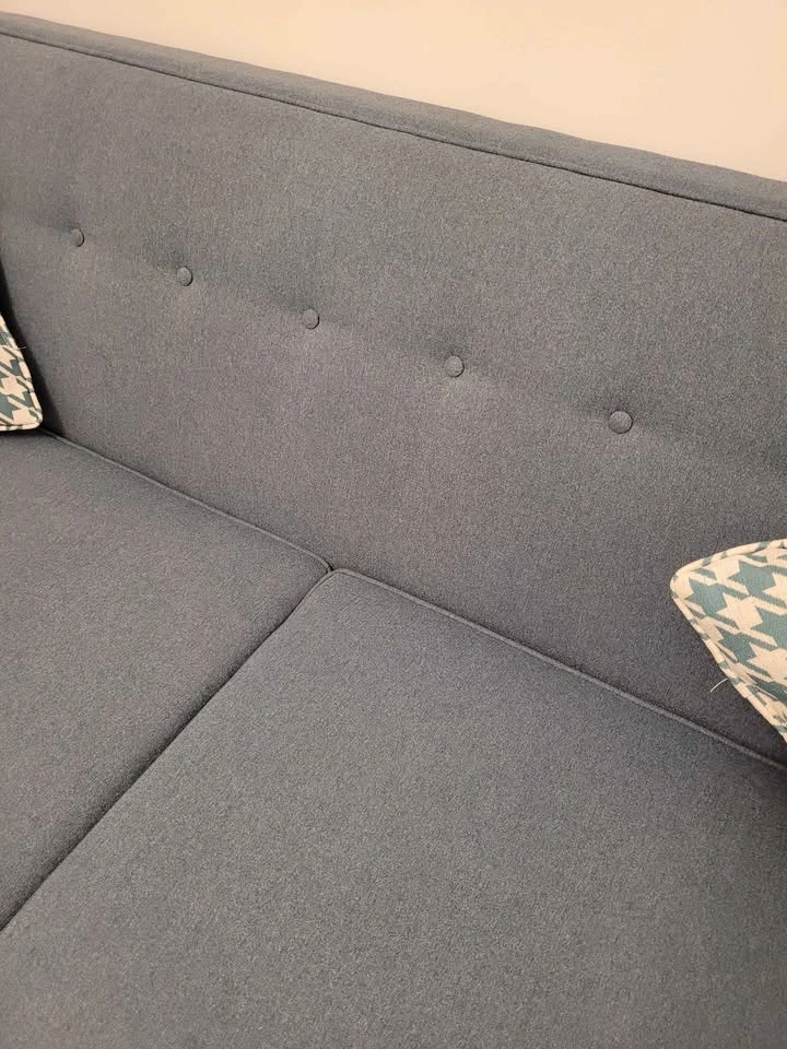 Mid-Century Modern Blue Button-Tufted Sofa - photo 3